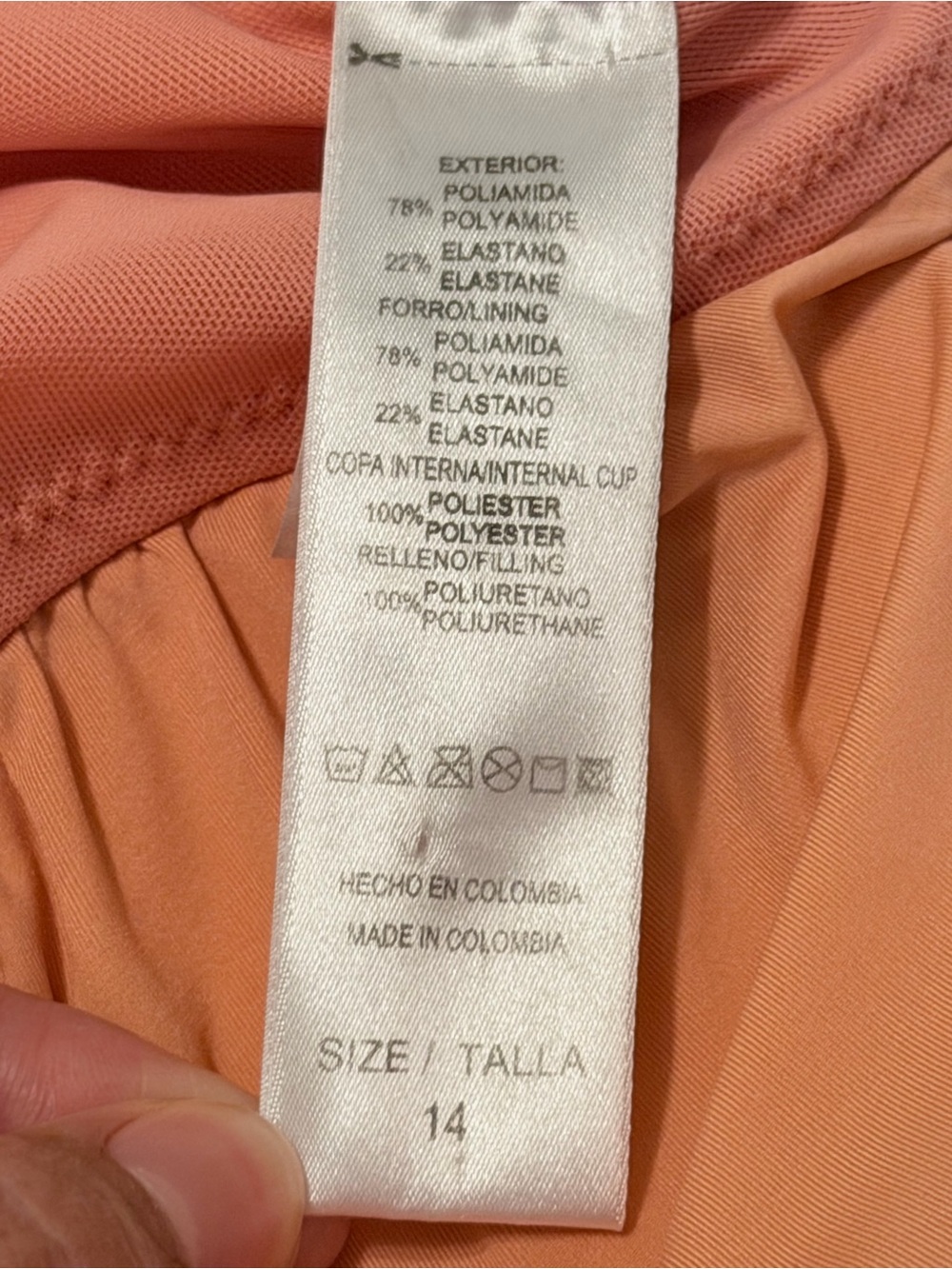 EUC Zingara Peach Halter One-Piece Swimsuit with Gold Accent size 14 - Picture 5 of 7